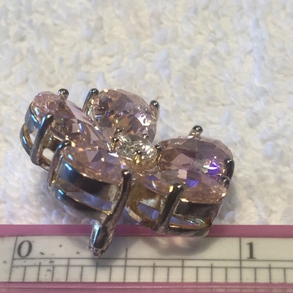 925 silver pink CZ crystal flower brooch - Picture 2 of 4